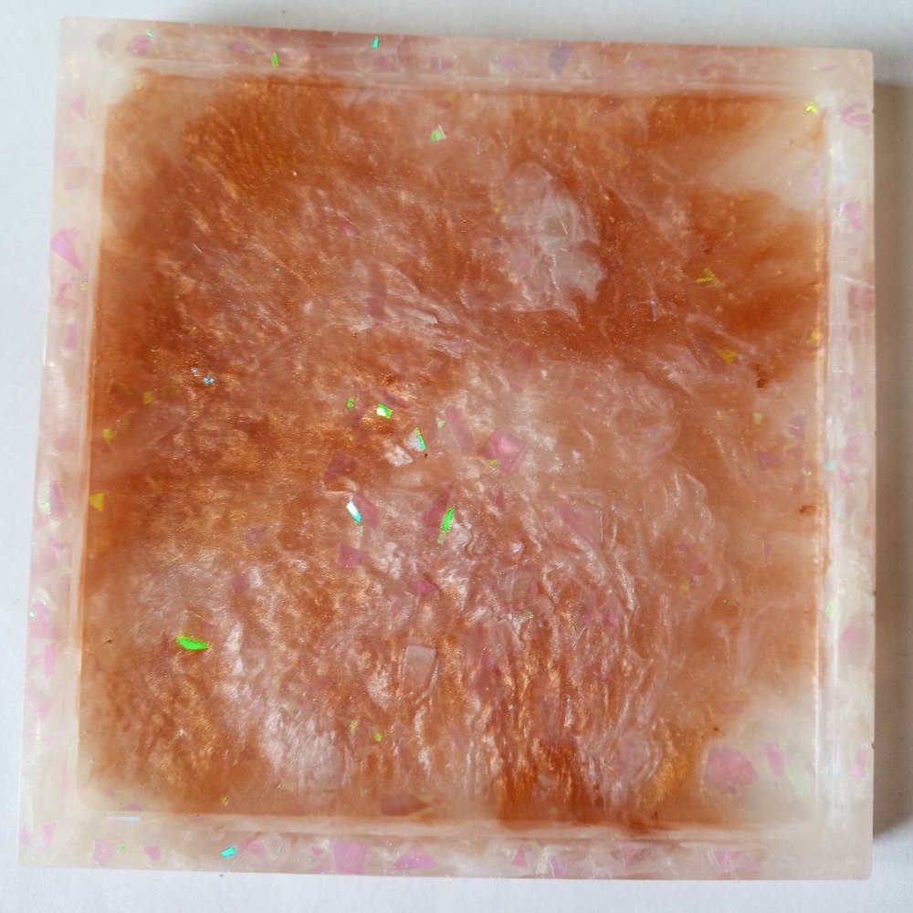 Tiger's Eye Gold White Resin Coaster